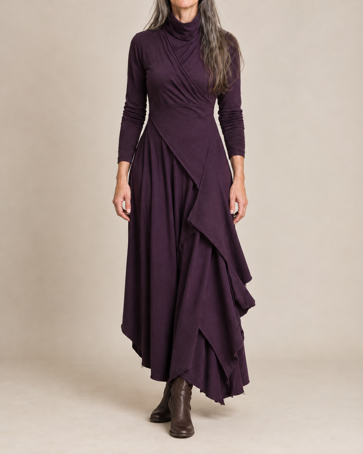 Draped Turtleneck Maxi Dress