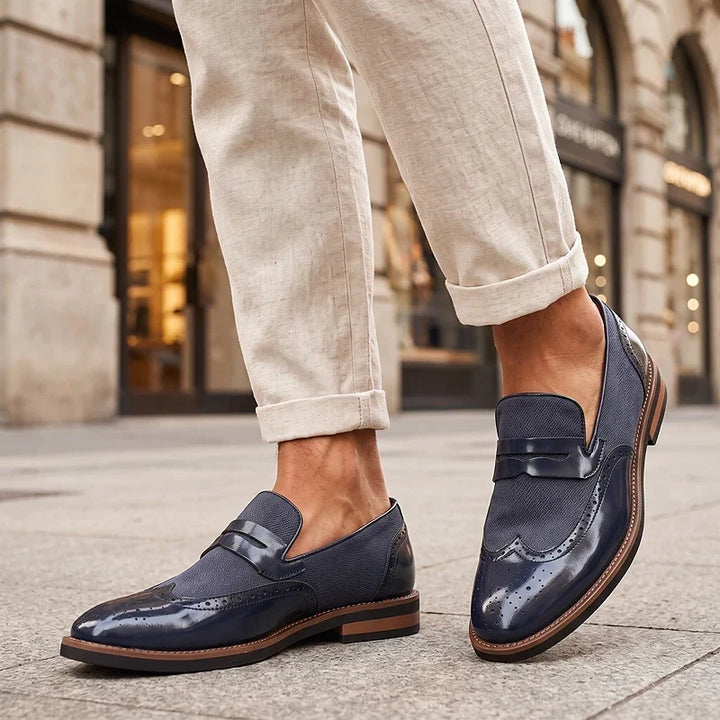 Leather Woven Brogue Loafers