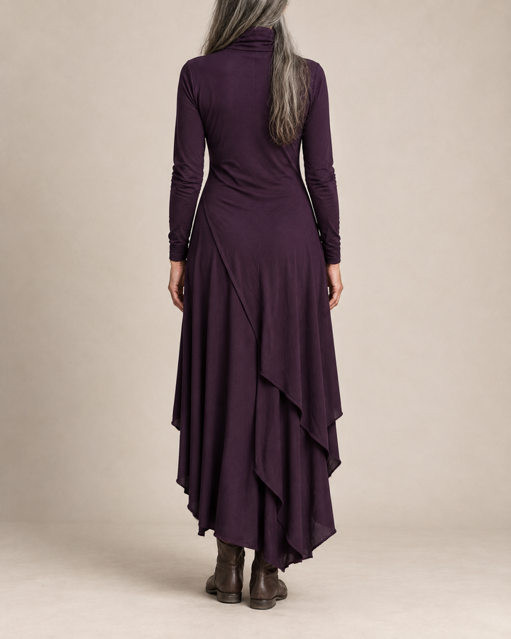 Draped Turtleneck Maxi Dress