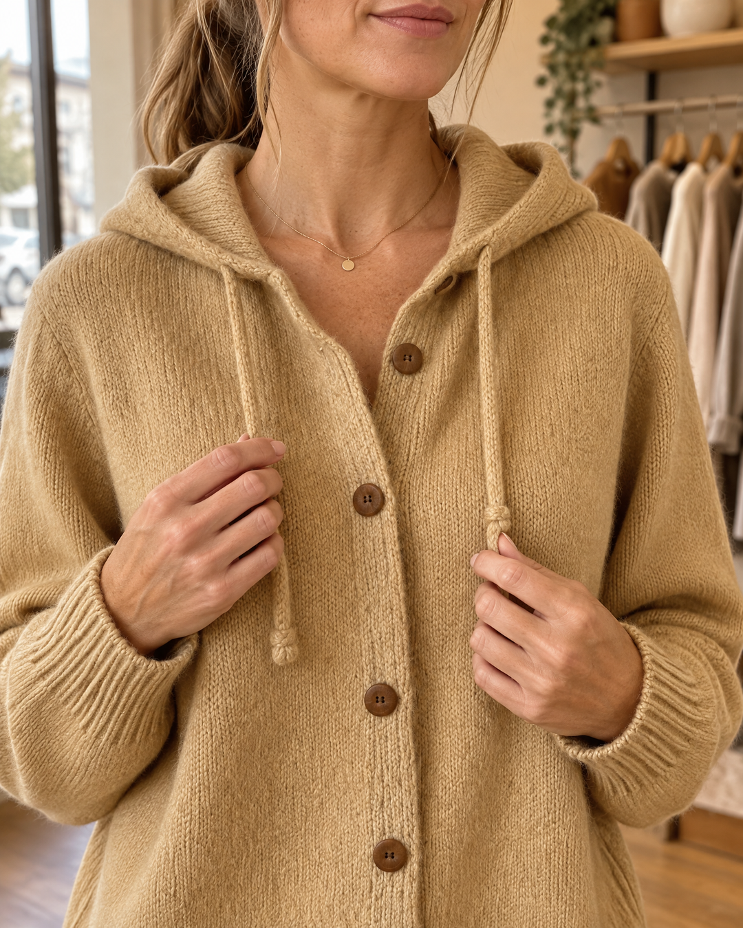 Hooded Knit Cardigan