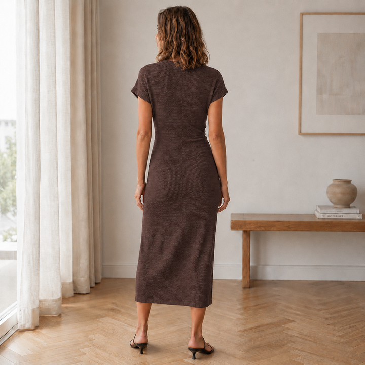Ribbed Knotted Midi Dress