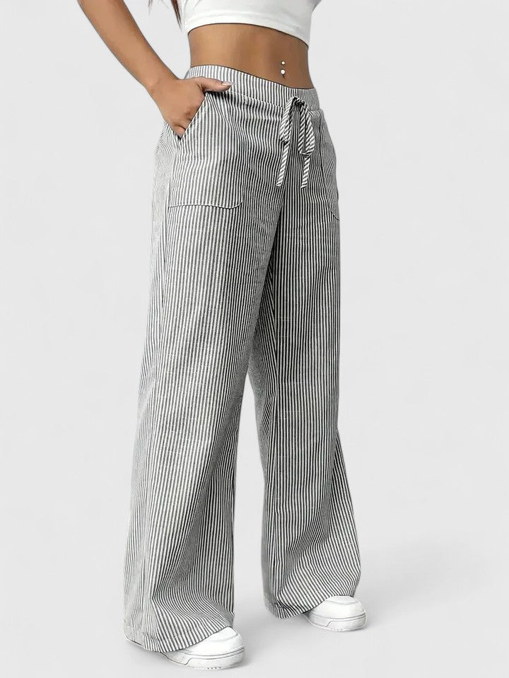 Wide Breathable Pants with Elegant Details