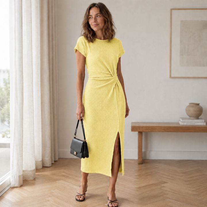 Ribbed Knotted Midi Dress