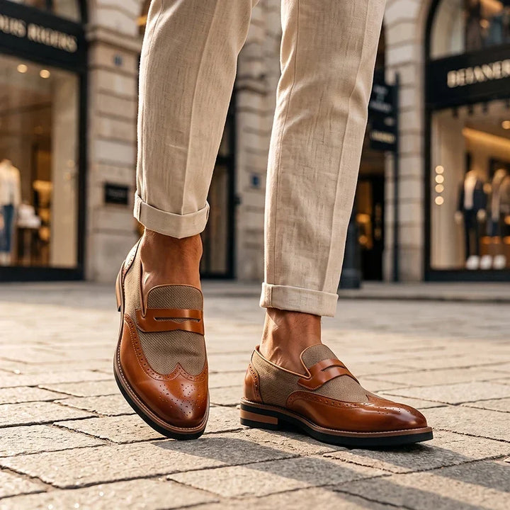 Leather Woven Brogue Loafers