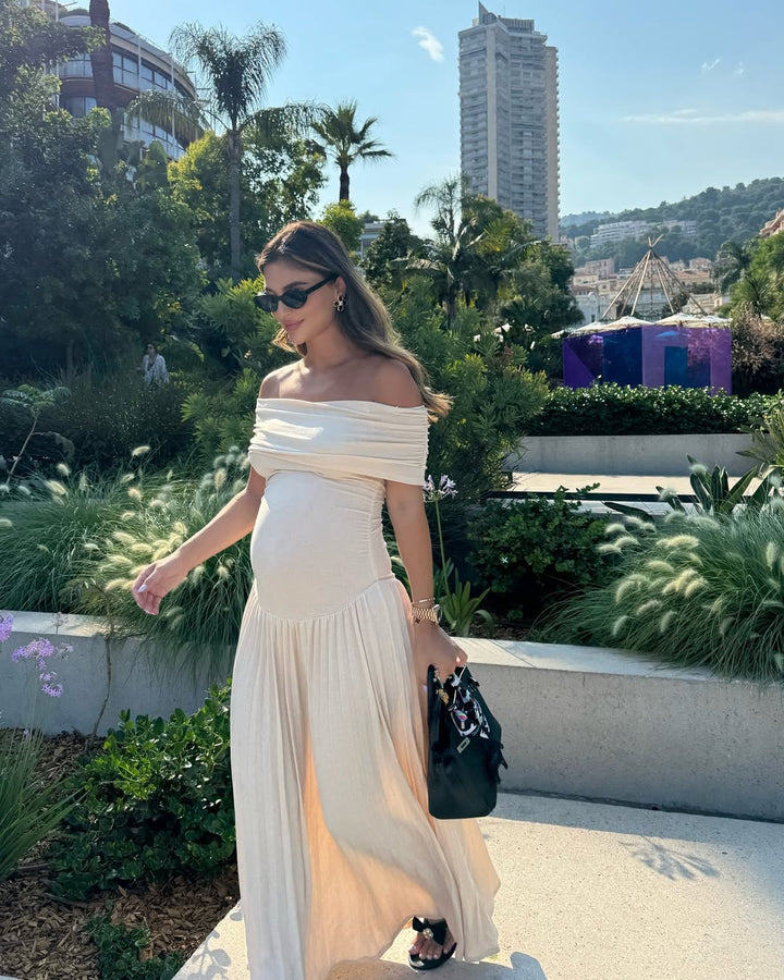 Pleated Maternity Maxi Dress