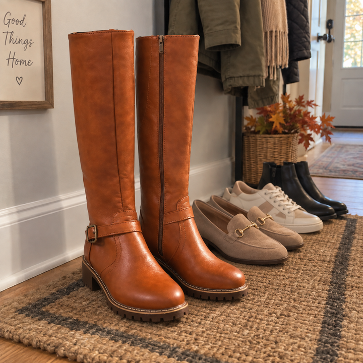 Supportive Leather Buckle Boots