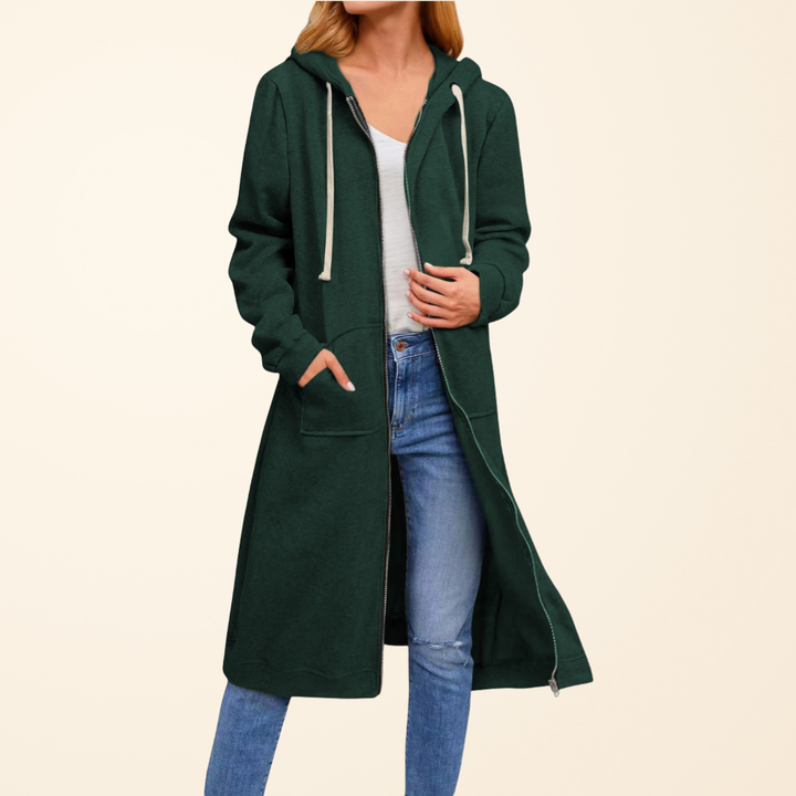 Relaxed Zip-Up Longline Cardigan