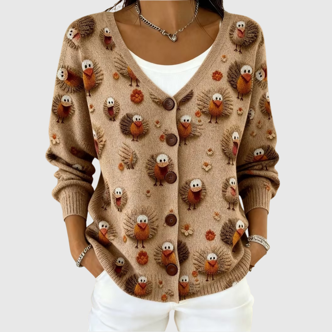 Knitted Button-Up Jacket Elowen