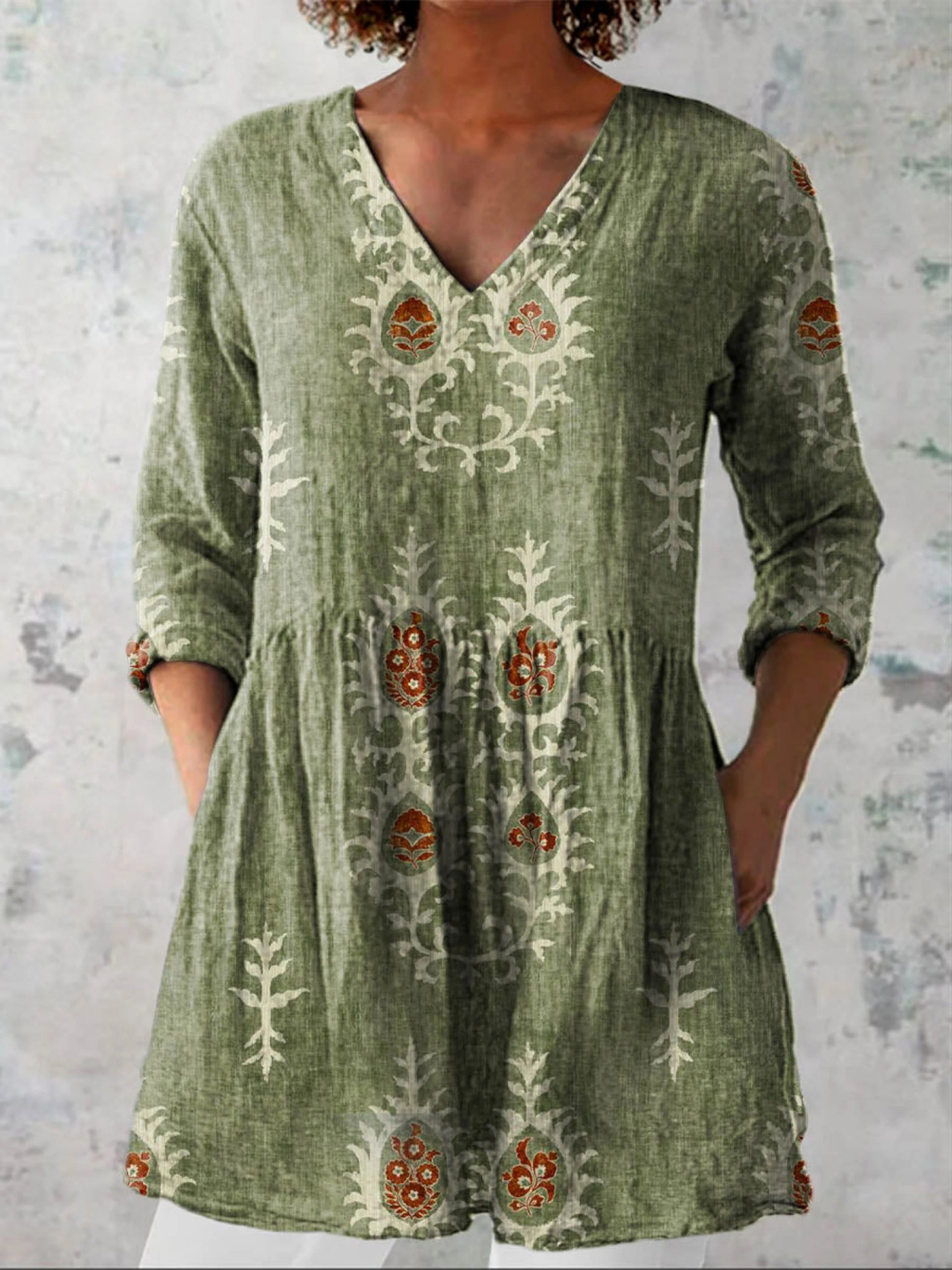 Long Blouse with V-Neck Annie