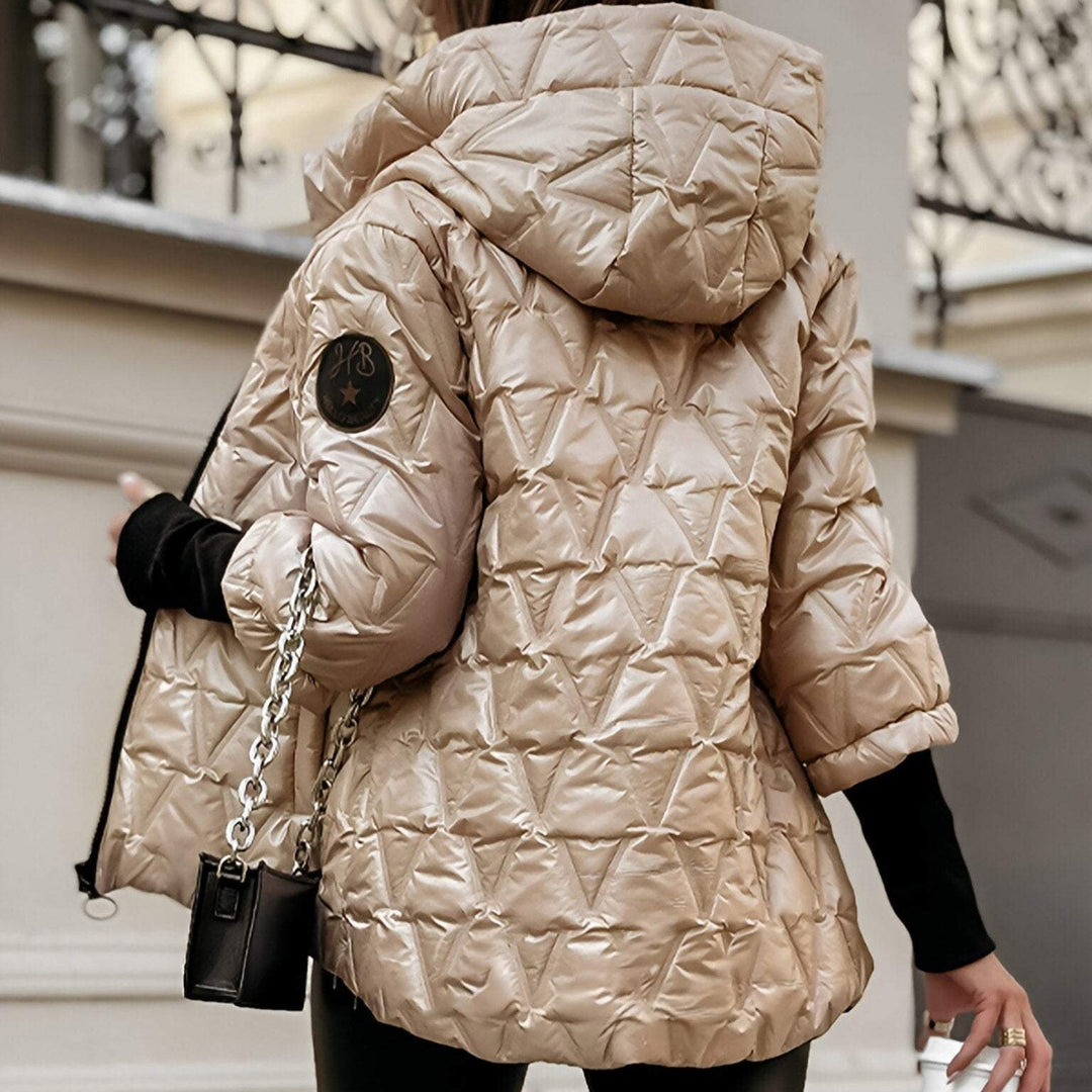 Quilted Puffer Jacket with Oversized Collar