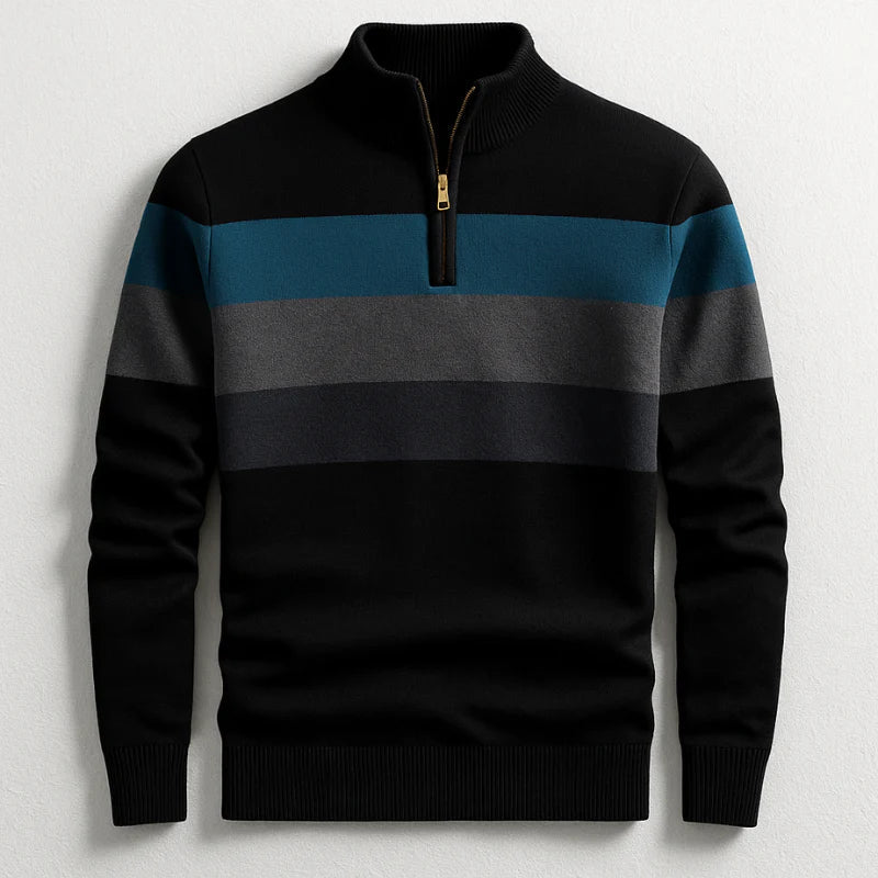 Striped Quarter-Zip Sweater