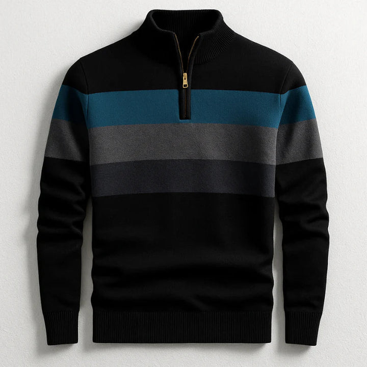 Striped Quarter-Zip Sweater