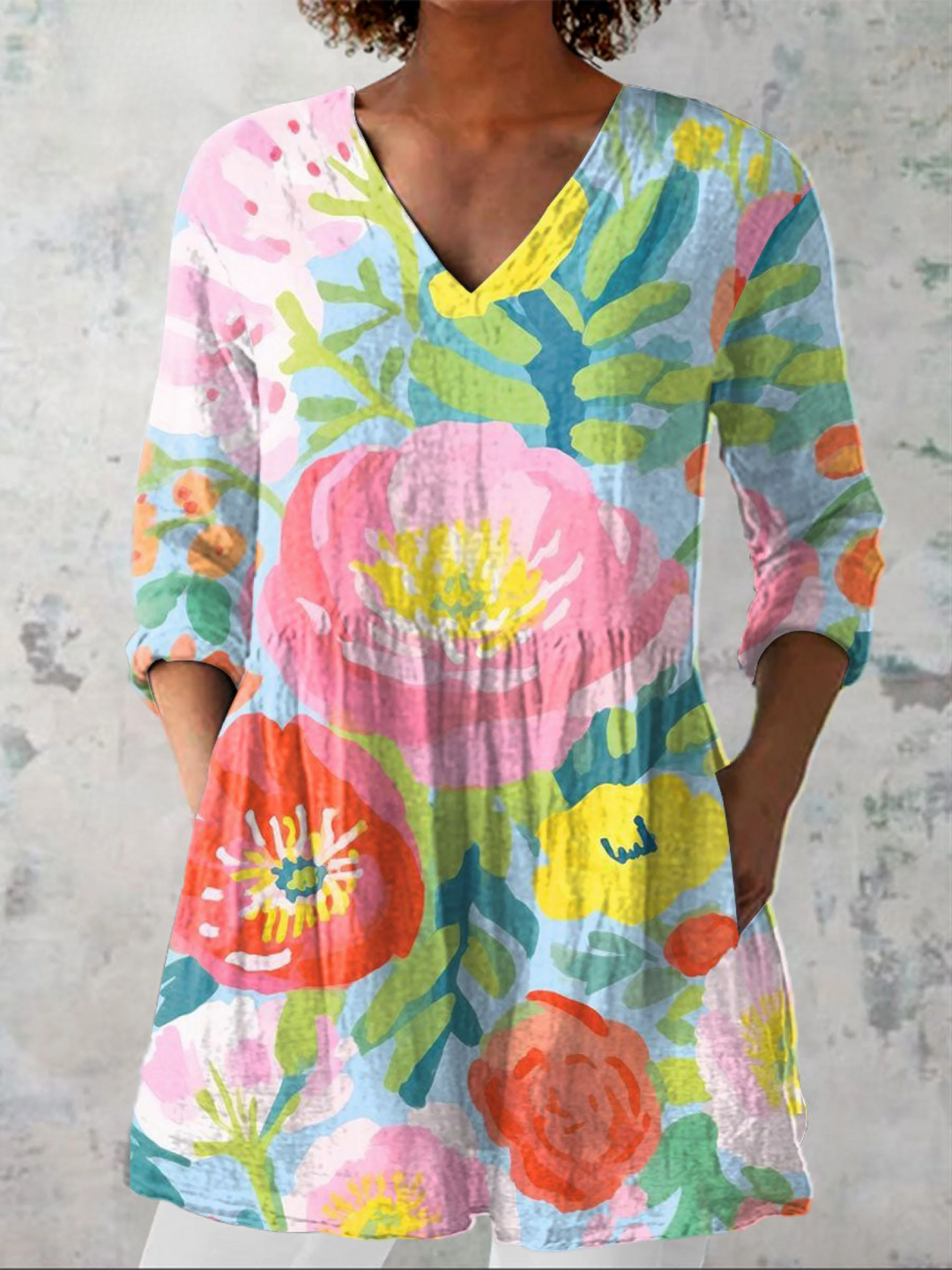 Long Blouse with V-Neck Arlene