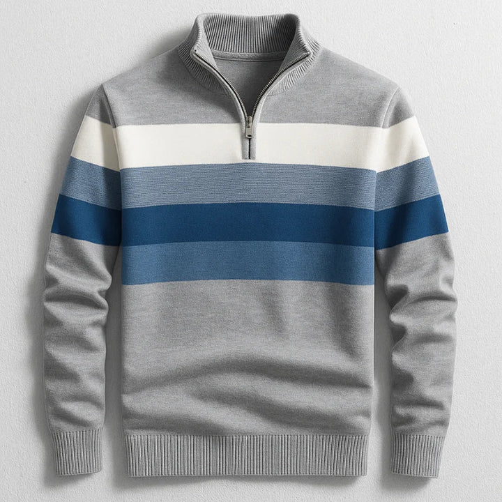 Striped Quarter-Zip Sweater