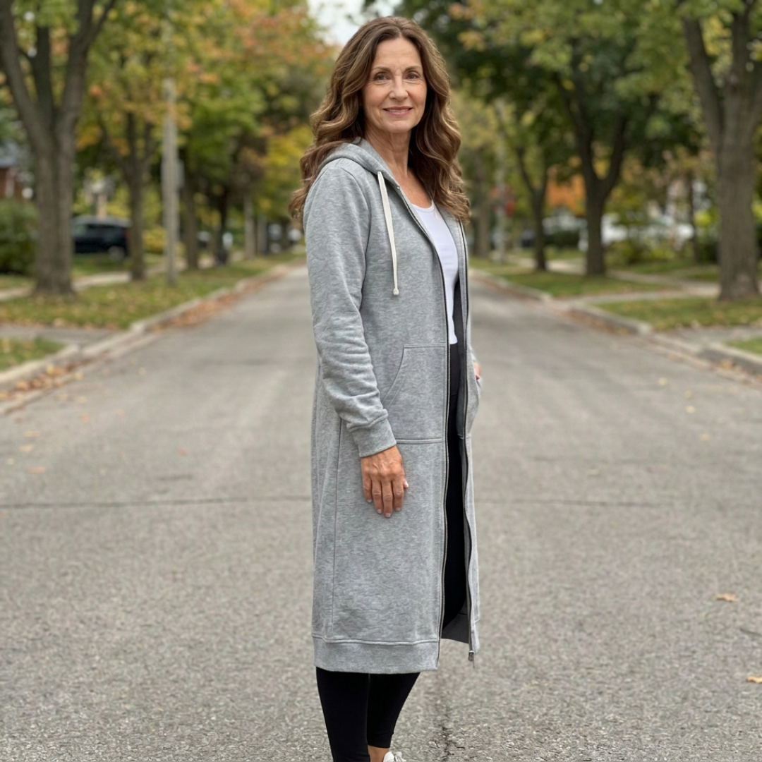 Relaxed Zip-Up Longline Cardigan