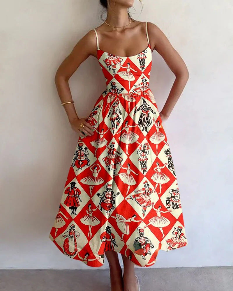 Vintage Carousel Midi Dress