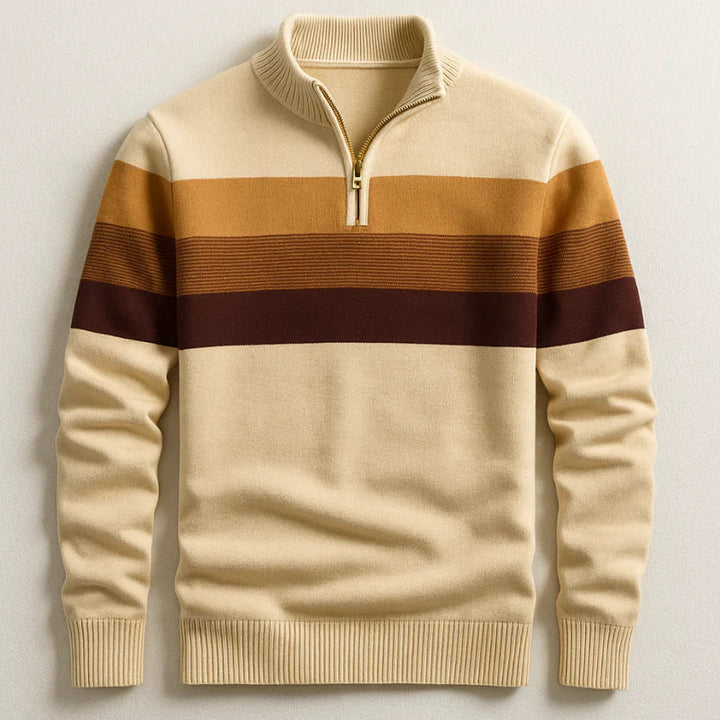 Striped Quarter-Zip Sweater