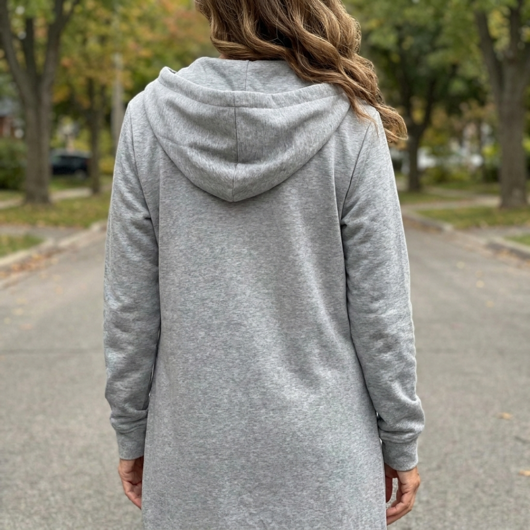 Relaxed Zip-Up Longline Cardigan