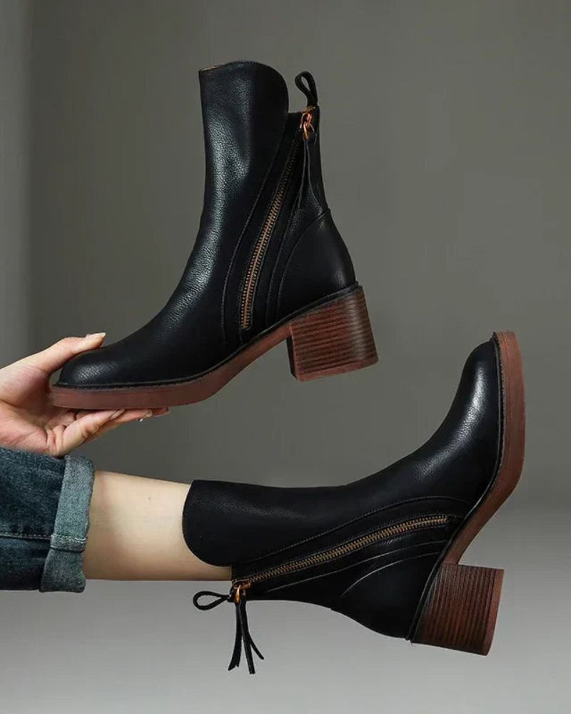 Leather Boots with Block Heels