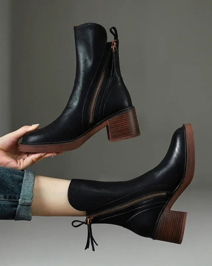 Leather Boots with Block Heels