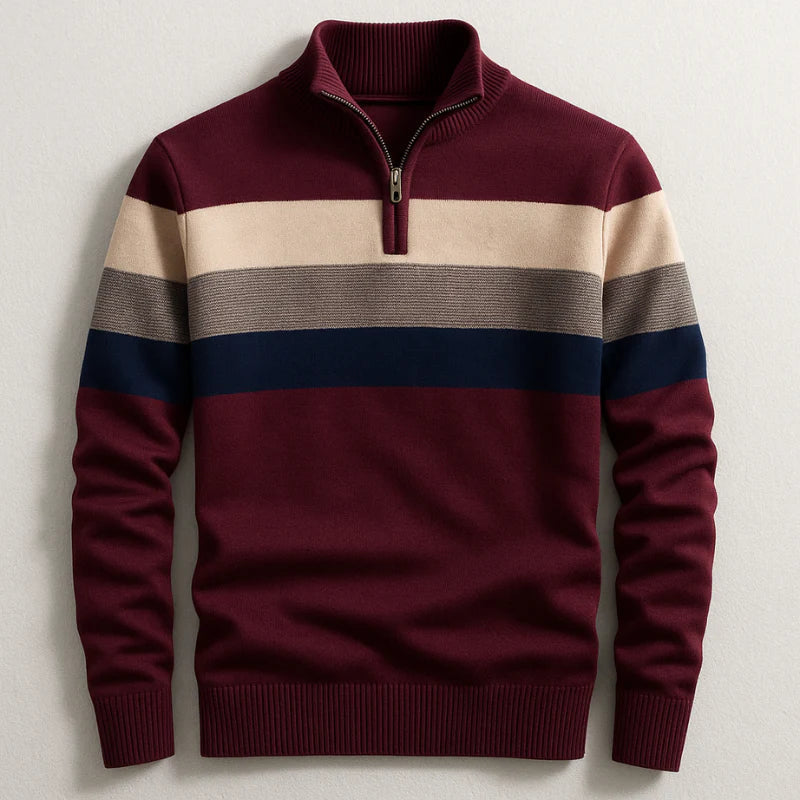 Striped Quarter-Zip Sweater