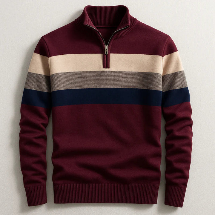 Striped Quarter-Zip Sweater