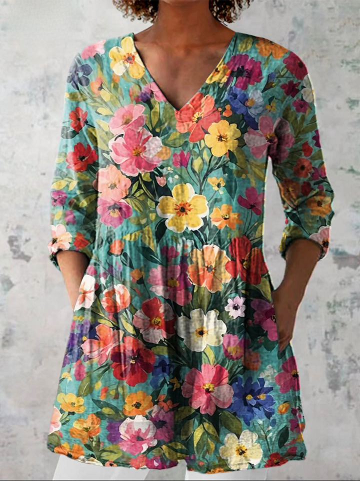 Long Blouse with Bold Pattern Olia