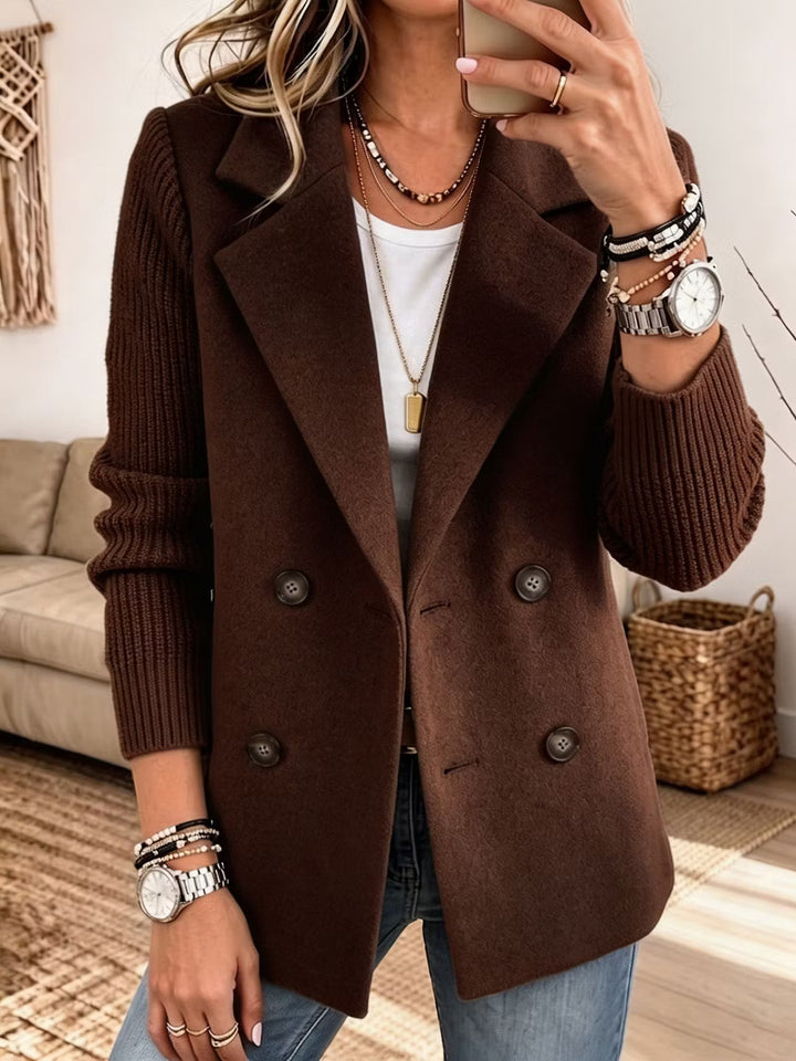 Textured Blazer with Knit Sleeves