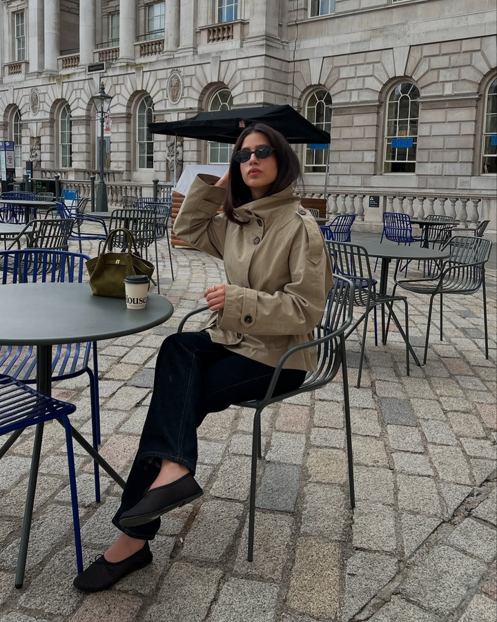 Cropped Trench Coat with Belt