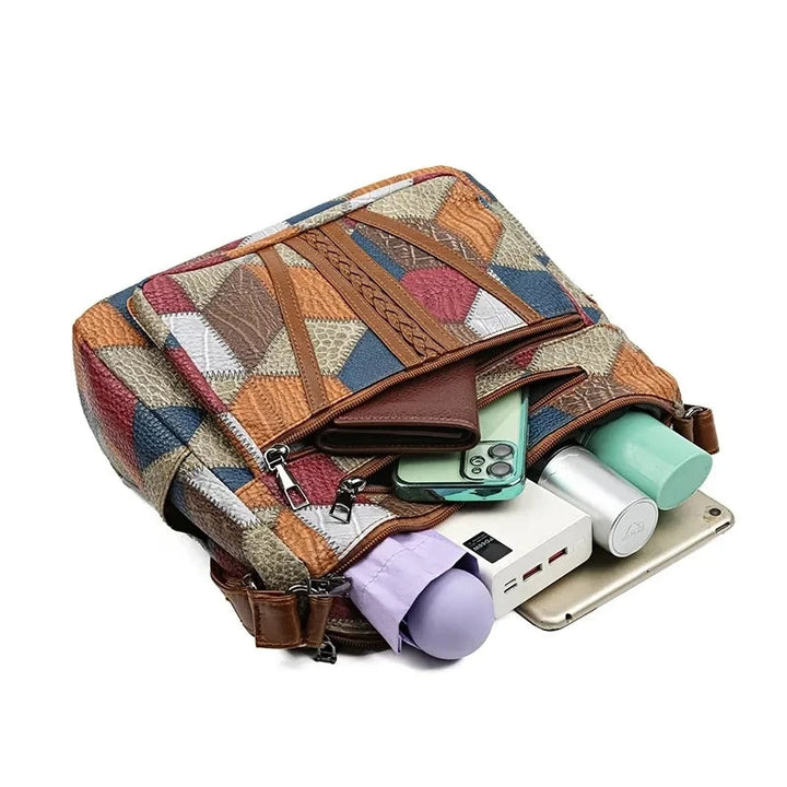 Geometric Patchwork Vegan Leather Handbag