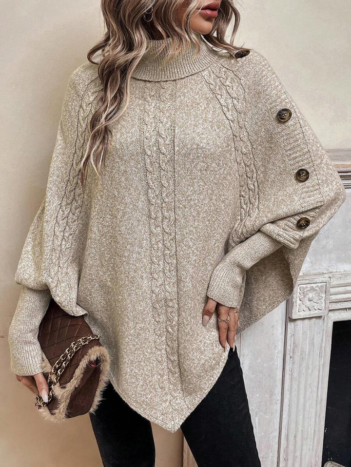 Cable Knit Batwing Poncho Sweater