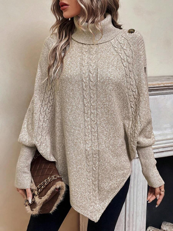 Cable Knit Batwing Poncho Sweater