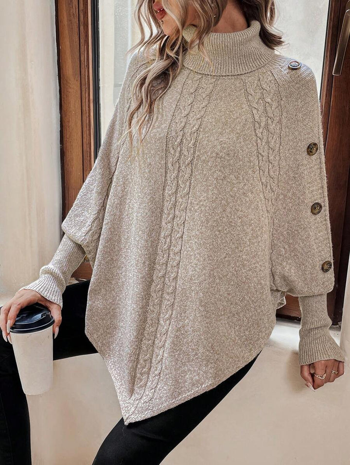 Cable Knit Batwing Poncho Sweater