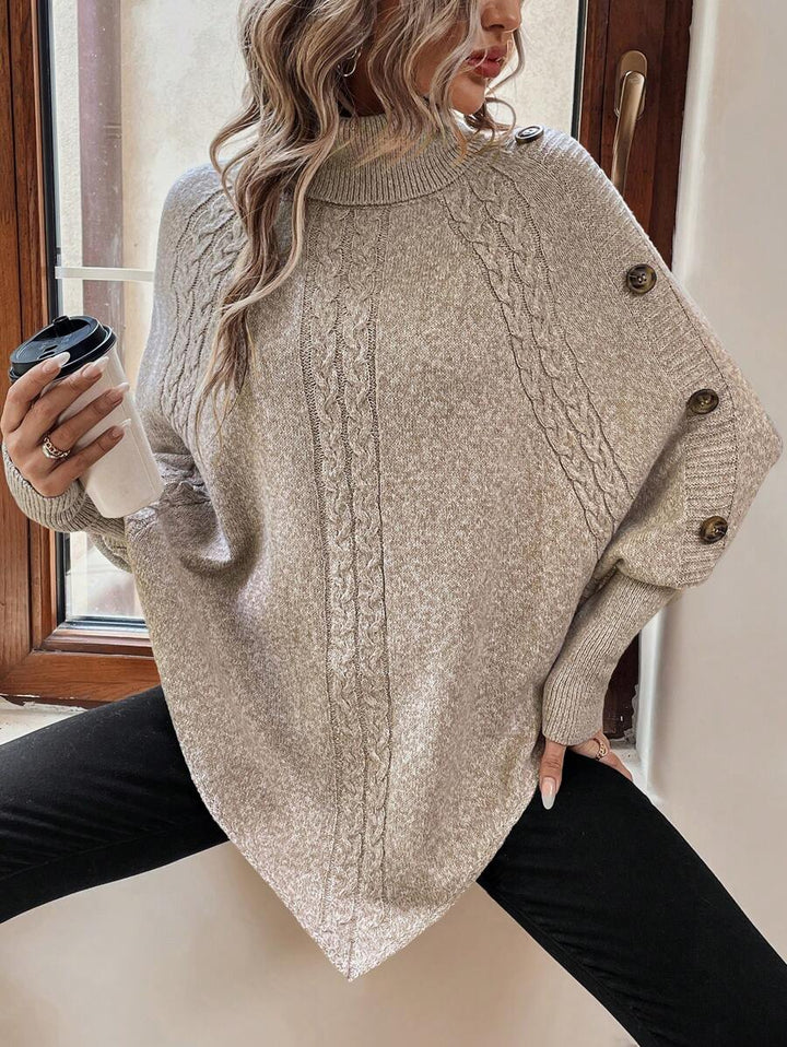 Cable Knit Batwing Poncho Sweater