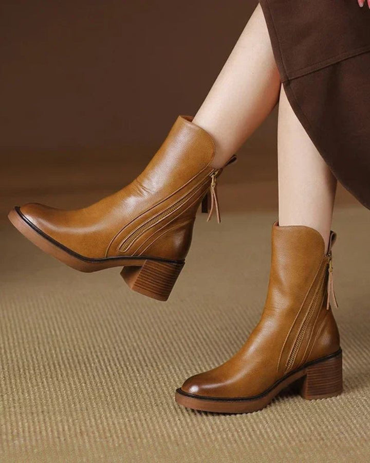 Leather Boots with Block Heels