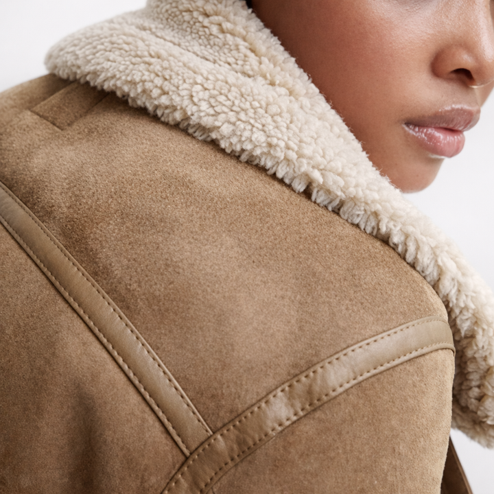 Shearling Suede Aviator Jacket