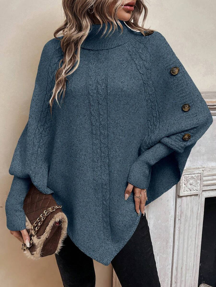 Cable Knit Batwing Poncho Sweater