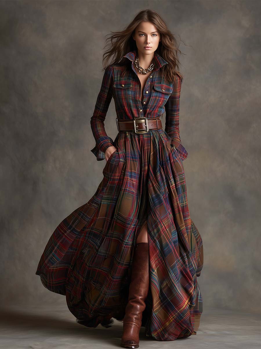 Belted Shirt Dress with Pockets