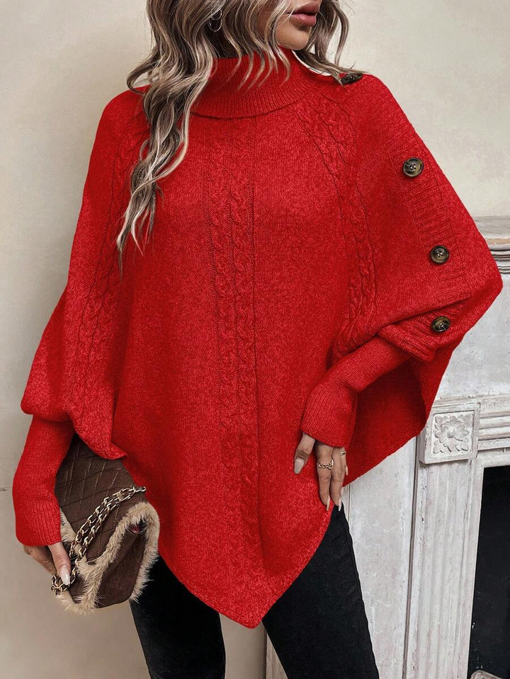 Cable Knit Batwing Poncho Sweater