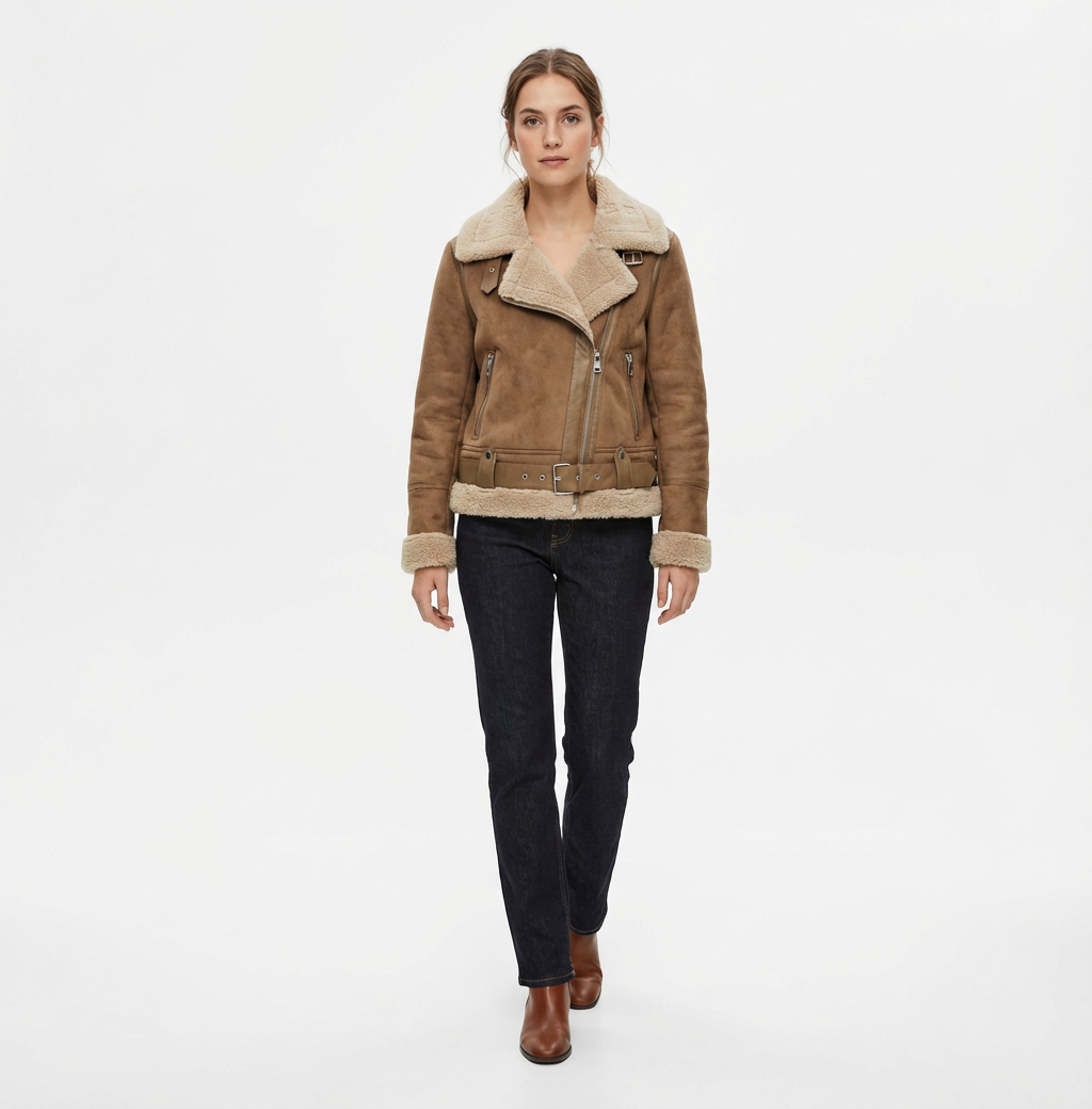 Shearling Suede Aviator Jacket