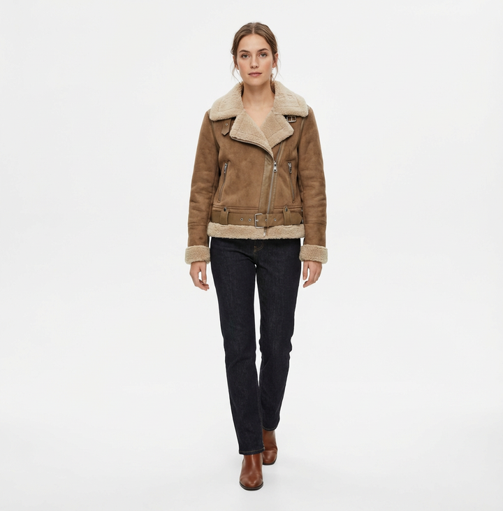 Shearling Suede Aviator Jacket