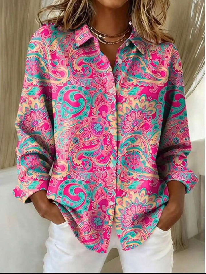 Paisley Button-Up Blouse