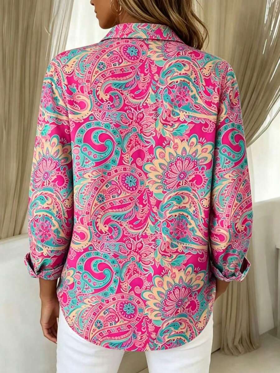 Paisley Button-Up Blouse