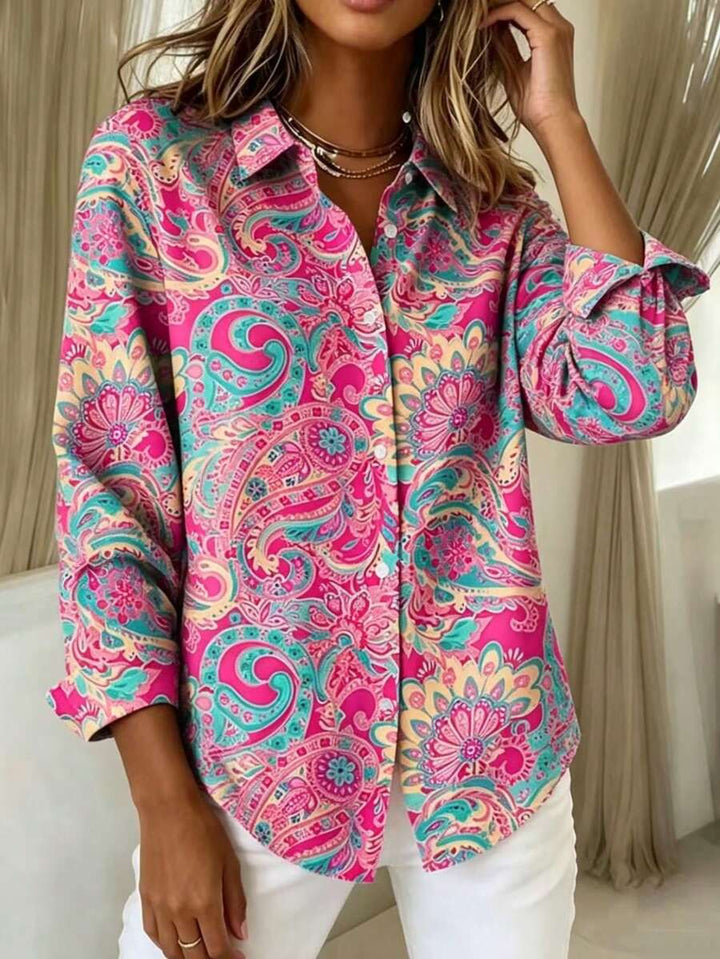 Paisley Button-Up Blouse