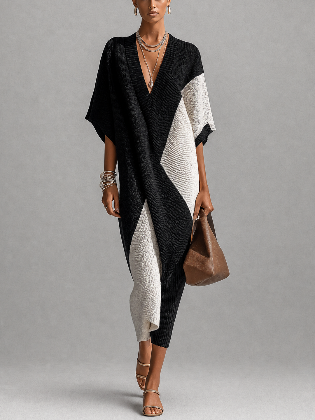 Black and White Midi Dress