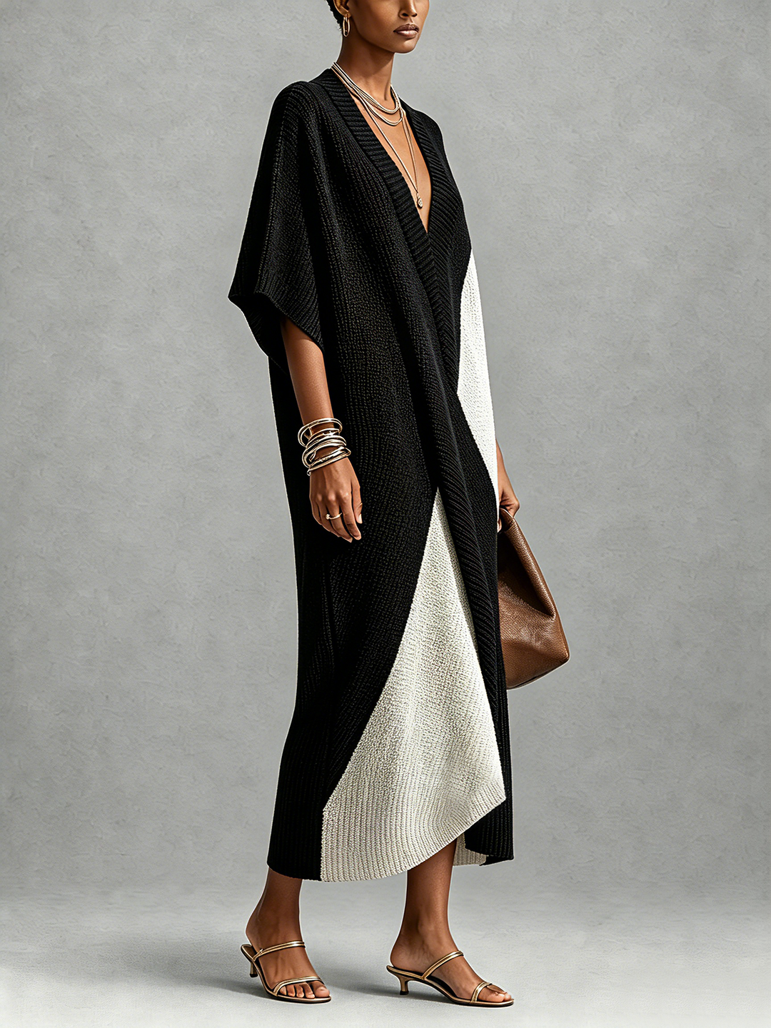 Black and White Midi Dress