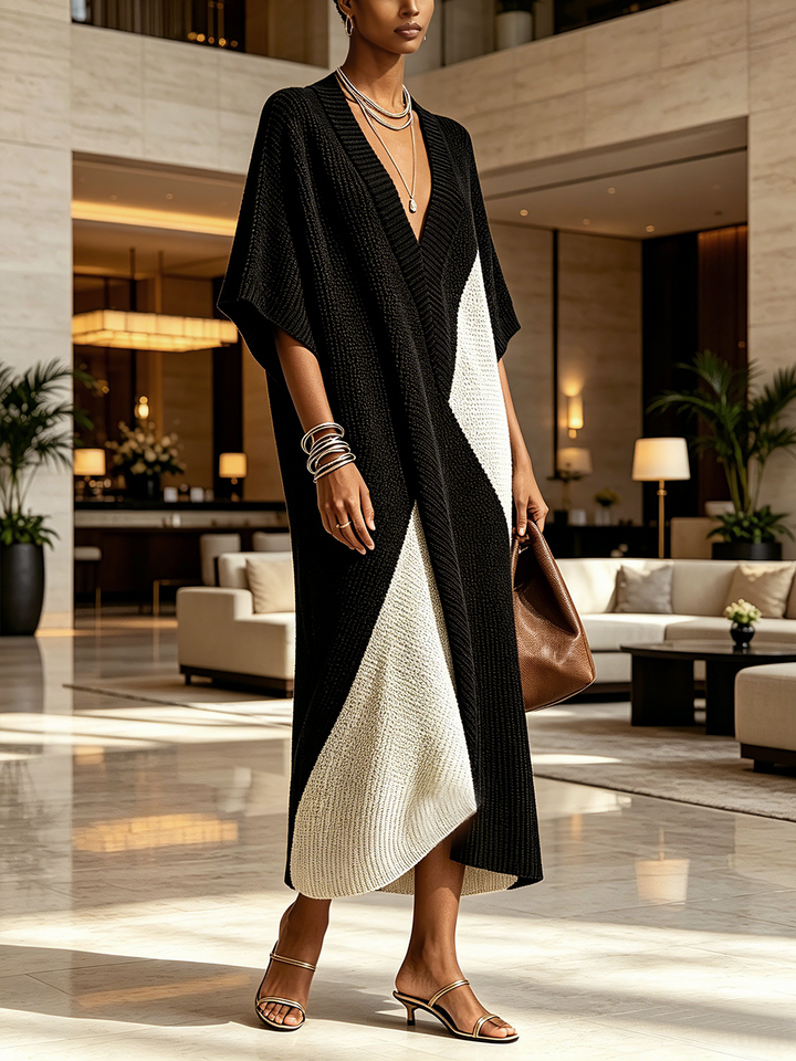 Black and White Midi Dress