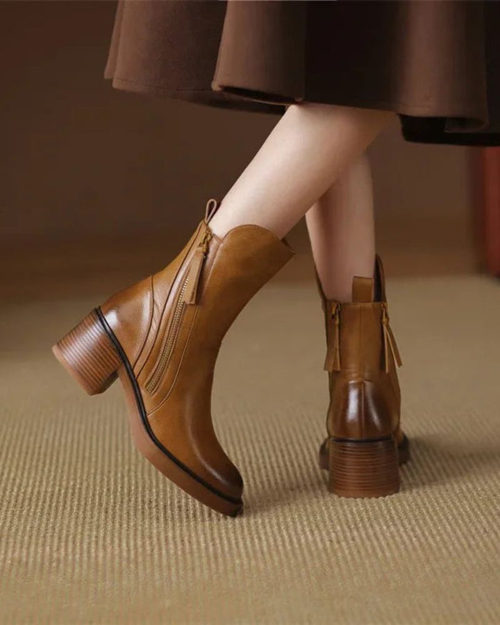 Leather Boots with Block Heels