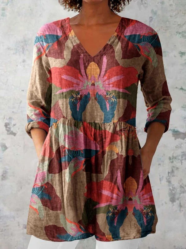 Long Blouse with Bold Pattern Seria