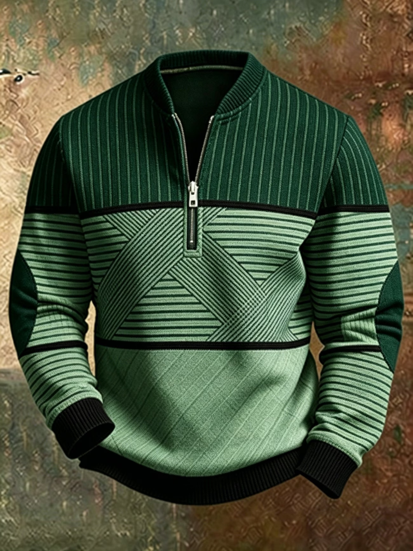 Geometric Half-Zip Sweater